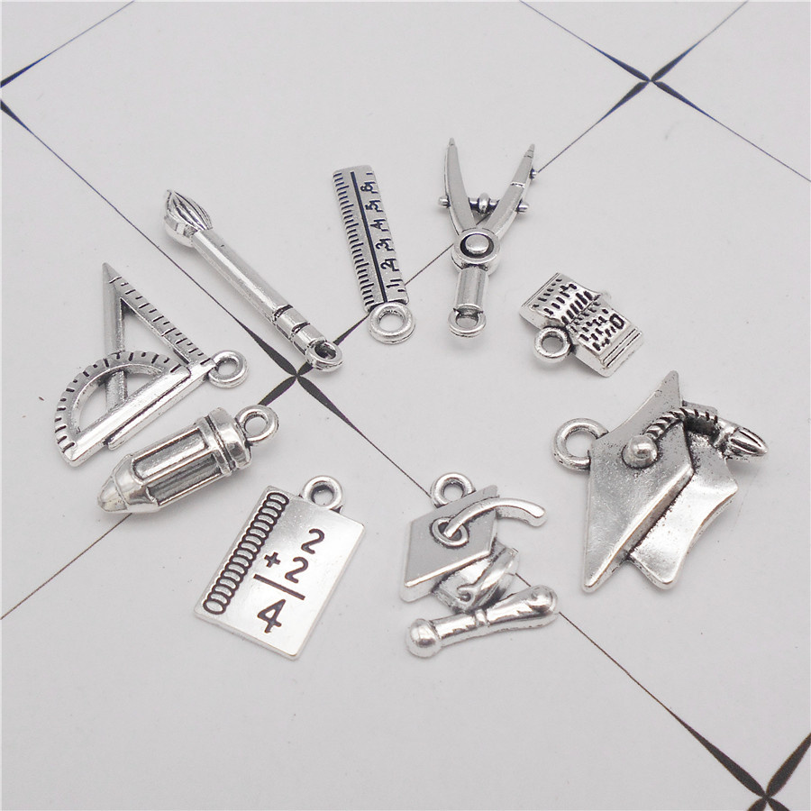 Jewelry Making Guide Book - 18PCS Zinc Alloy Student Stationery Charms