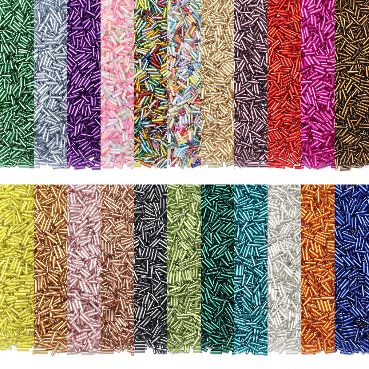 Seed Bead Tube - 225pcs/lot Glass Seed Beads Colored Long