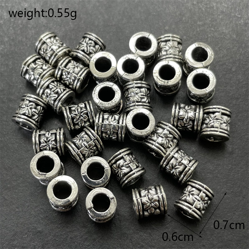 Seed Bead Tube - 30pcs Jewelry Supplies Retro Silver Tone
