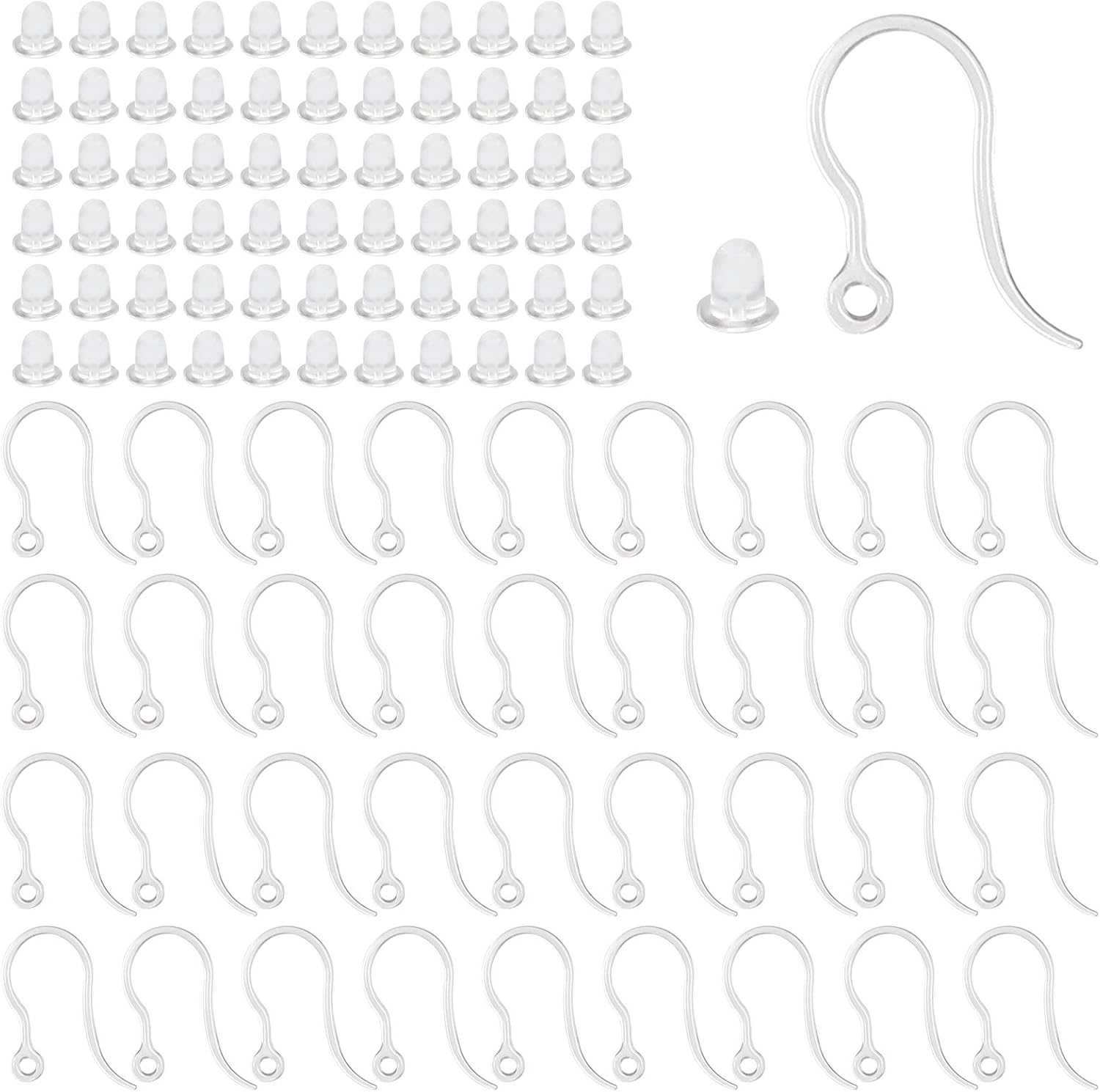 Jewelry Making Materials - 40pcs Clear Plastic Earring Hooks Ear