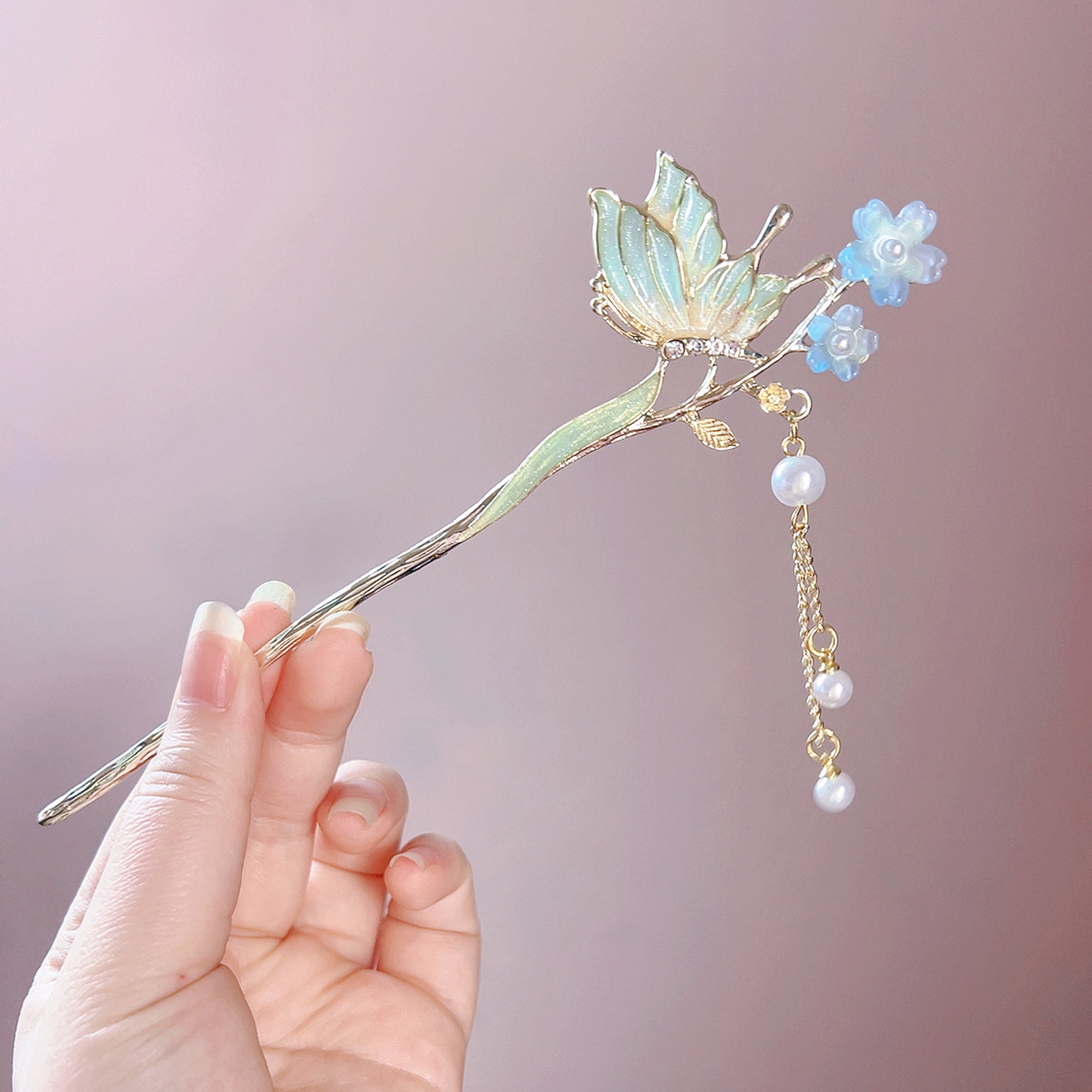 Pink Flower Butterfly Hair Pin - Jewelry Making Adults 리뷰 및 가격