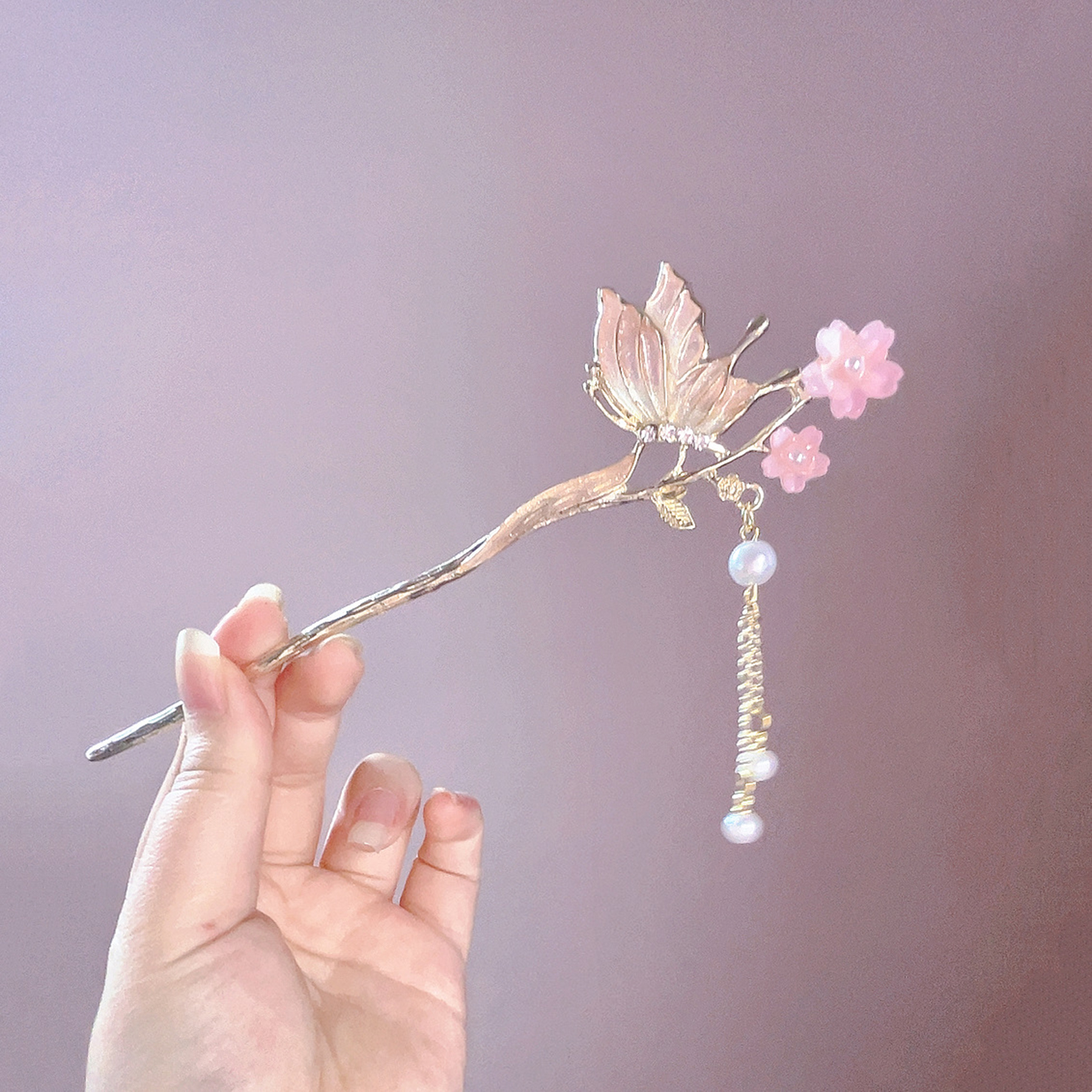 Pink Flower Butterfly Hair Pin - Jewelry Making Adults 리뷰 및 가격