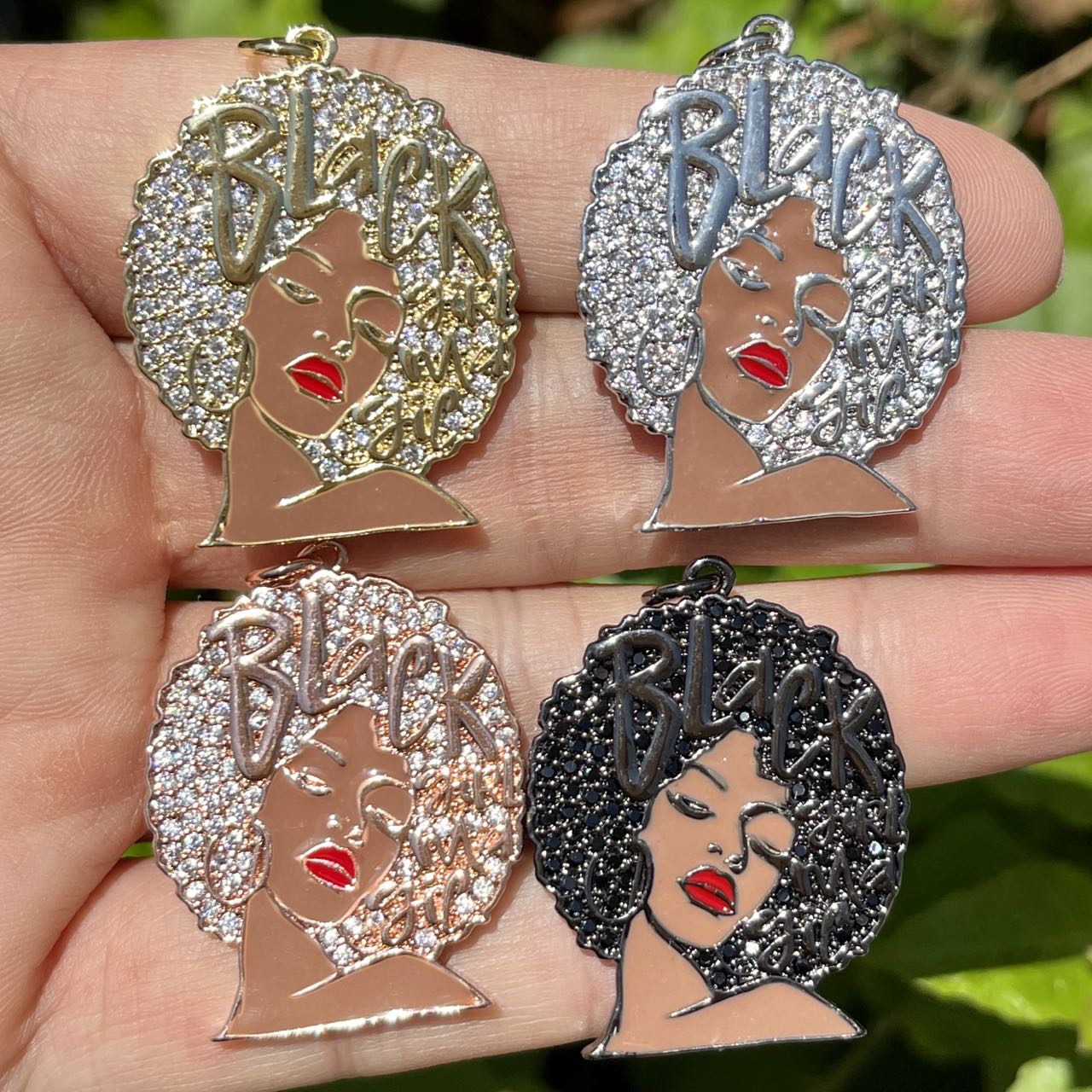 5Pcs Zirconia Paved Black Girl - Jewelry Making History 리뷰 및 가격