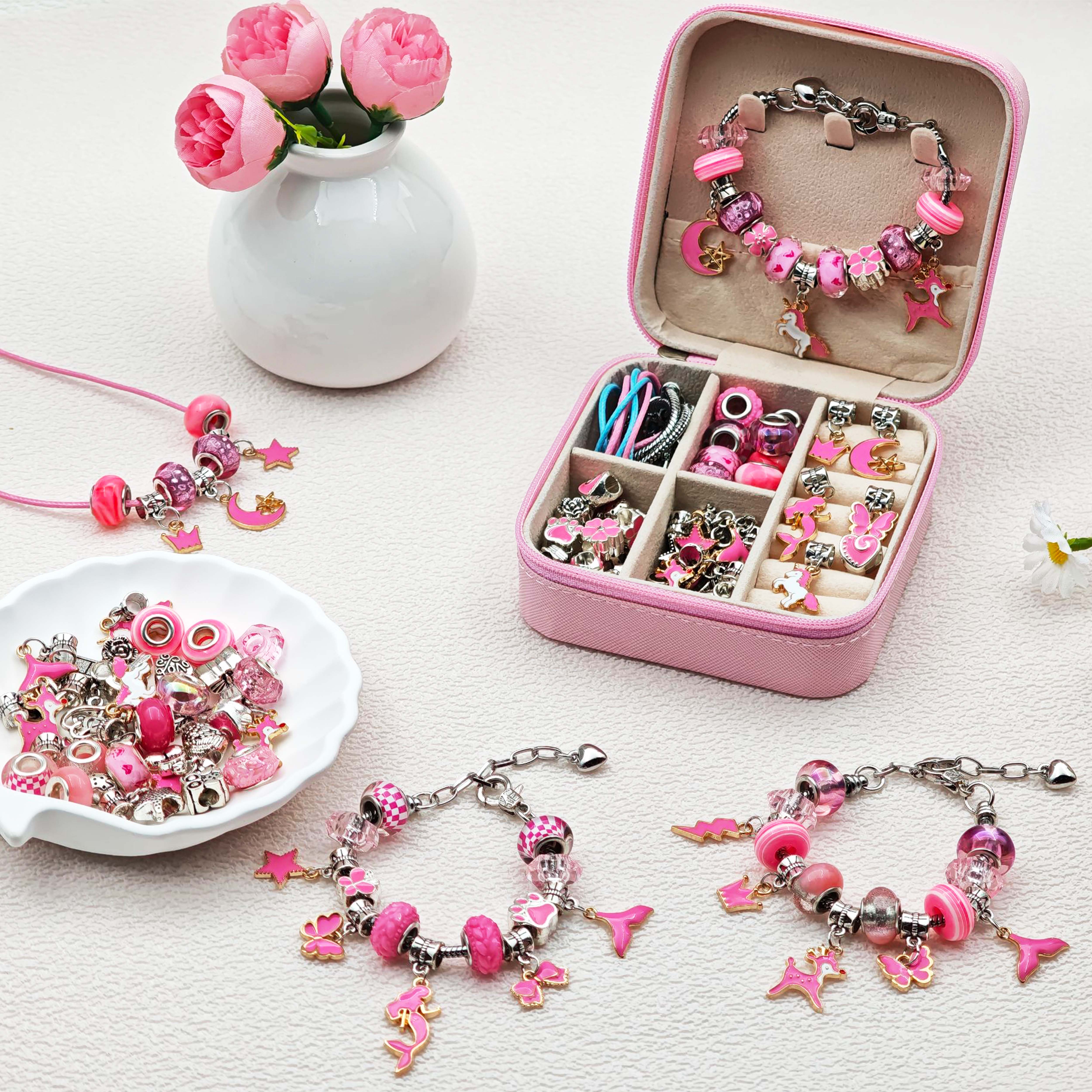 68pcs pink beaded jewelry set, - Jewelry Making Pieces 리뷰 및 가격