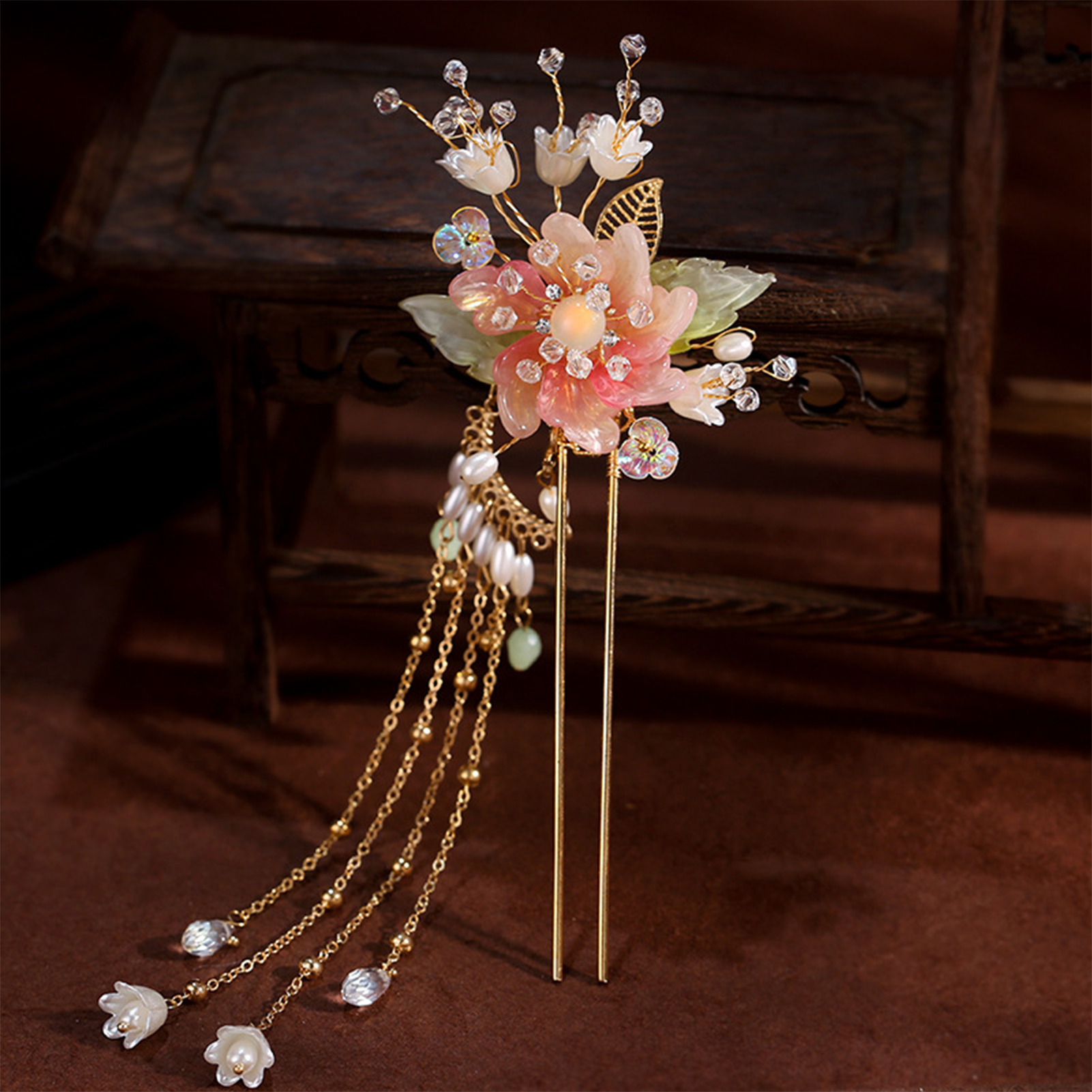 Elegant Pink Flower Hair Pin U - Jewelry Making Adults 리뷰 및 가격