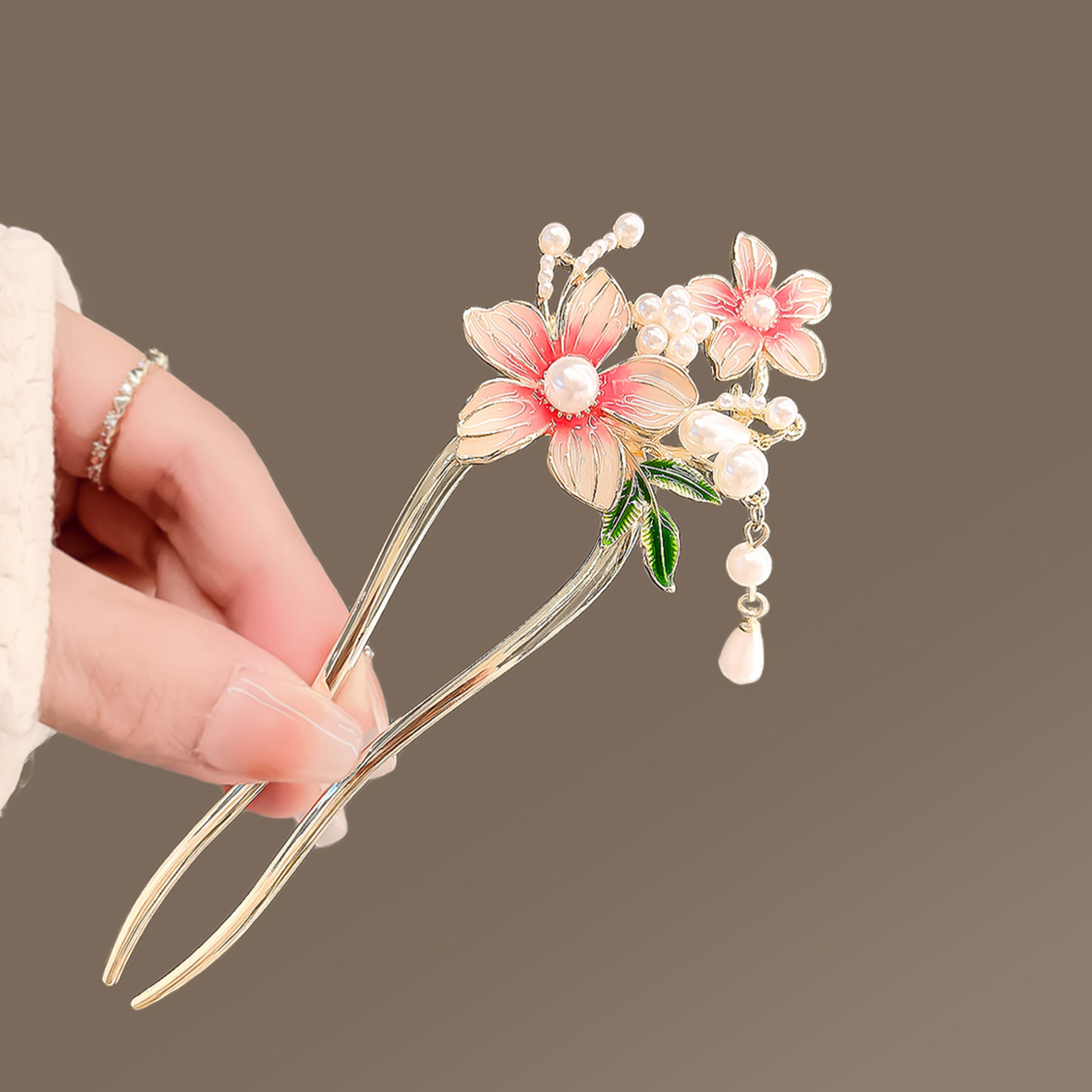 Elegant Pink Flower Hair Pin U - Jewelry Making Adults 리뷰 및 가격