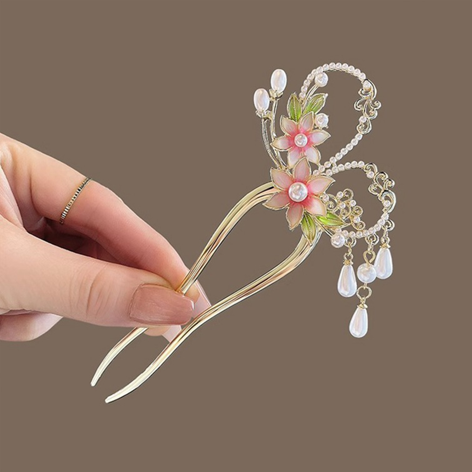 Elegant Pink Flower Hair Pin U - Jewelry Making Adults 리뷰 및 가격