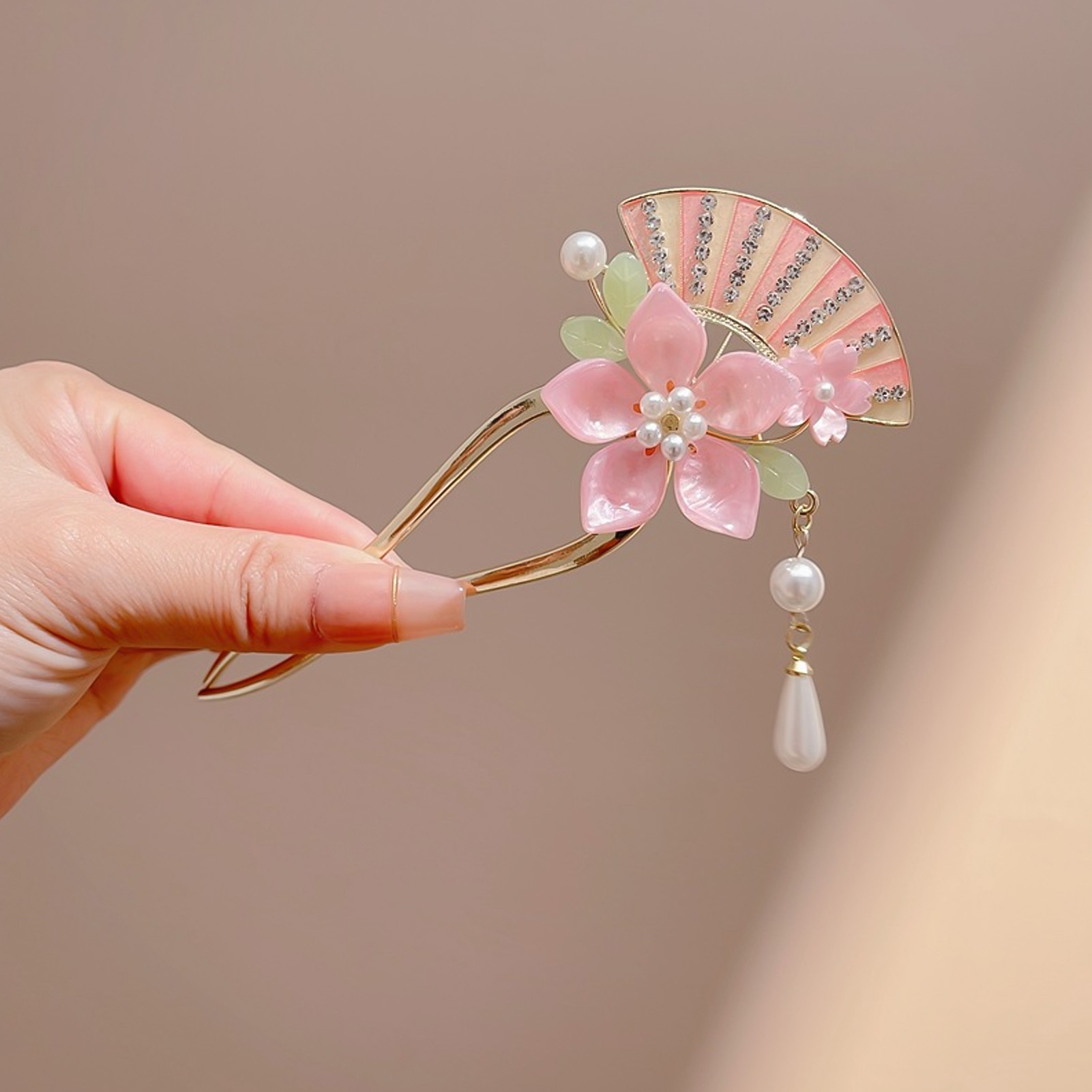 Elegant Pink Flower Hair Pin U - Jewelry Making Adults 리뷰 및 가격